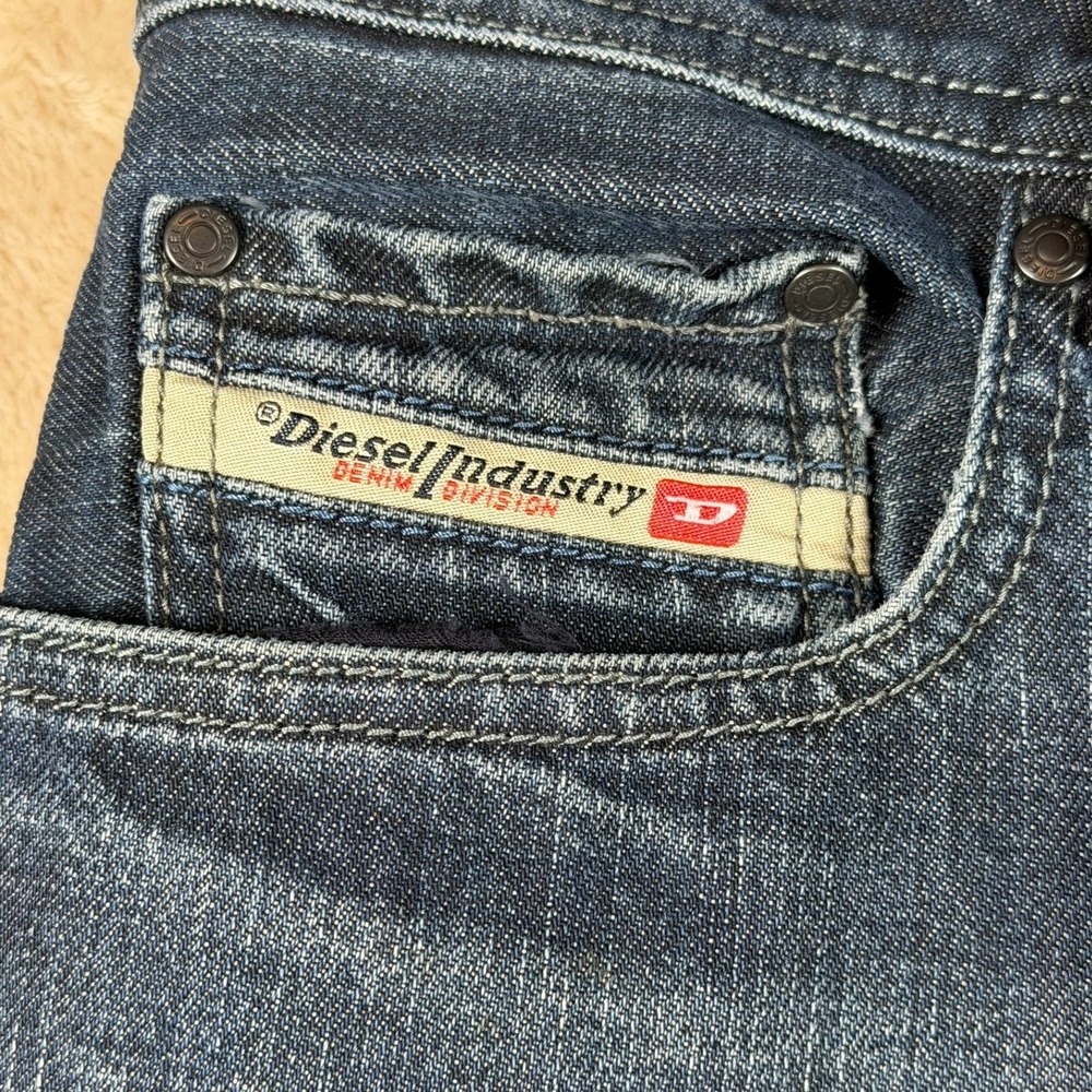 Diesel Zatiny Jeans '09 Men 32x32 Straight Dark Wash Y2K Low Rise Made in Italy - Picture 8 of 13